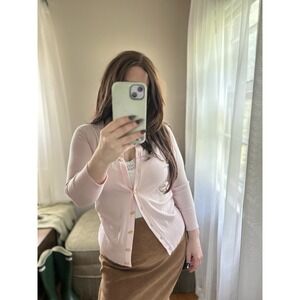 Premise Women's Pink Cardigan With Gold Buttons Size S